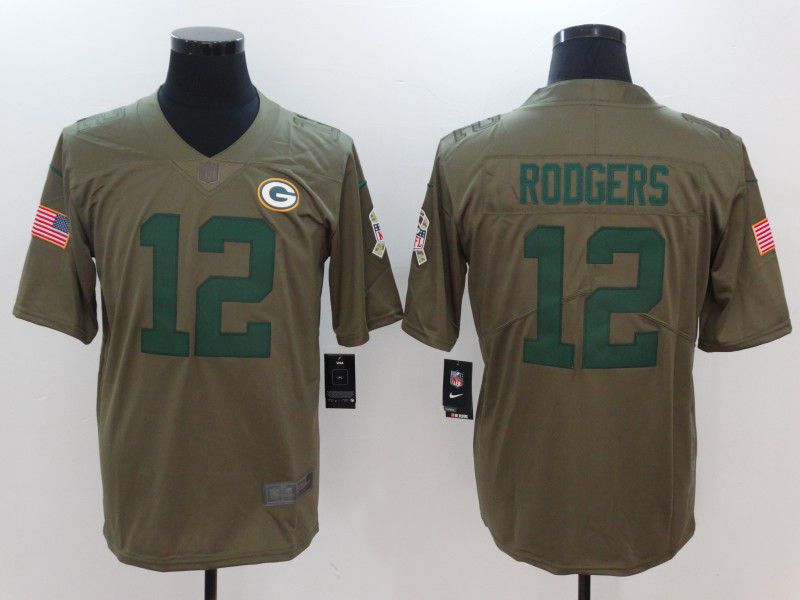 Men Green Bay Packers #12 Rodgers green Nike Olive Salute To Service Limited NFL Jersey->los angeles rams->NFL Jersey